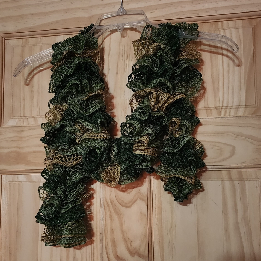 Handmade Ruffle Scarf ~ Shades of Green